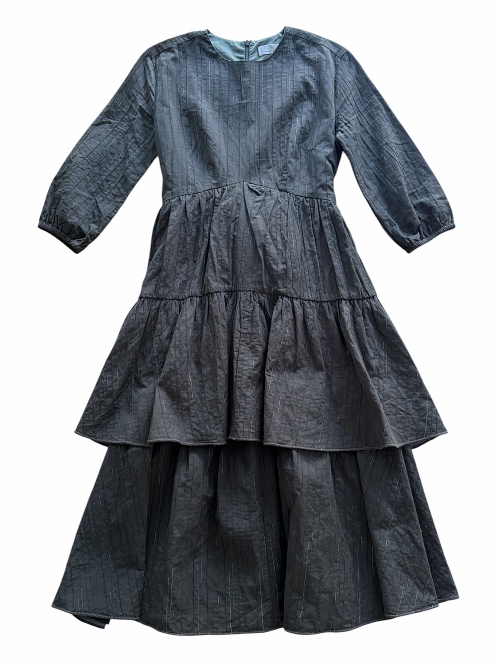 Sabrina Lachapelle Dark Gray Tiered Long Sleeve Dress